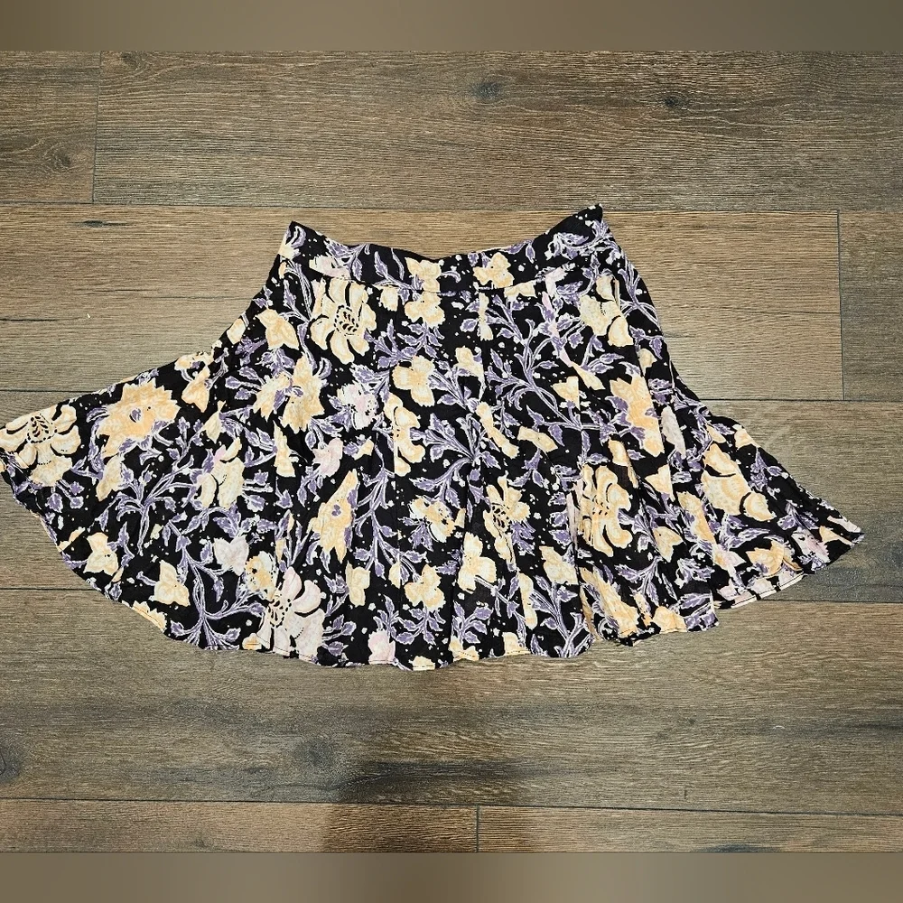 Free People End of The Island Floral Skirt Black Combo Women's - Size 4